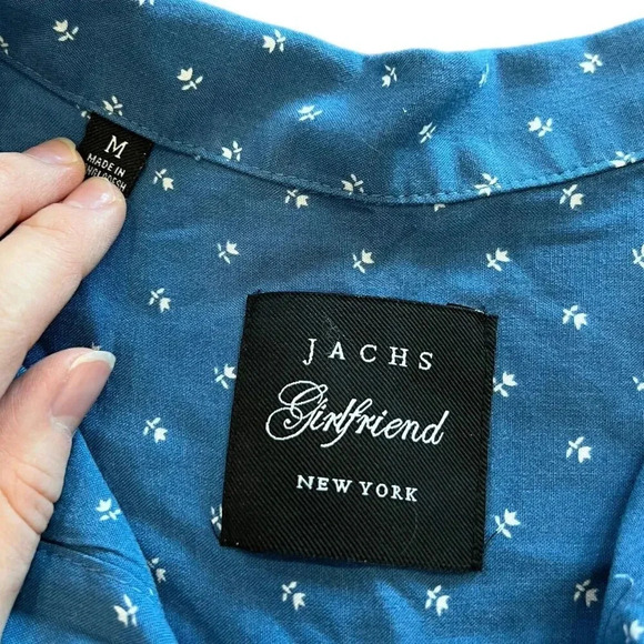 Jachs Girlfriend Blue Floral Rayon Blouse M - Picture 3 of 4